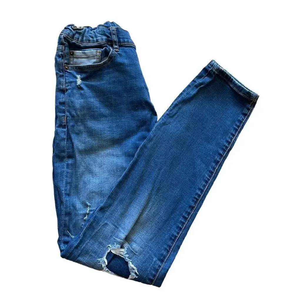 Zara Kids Destructed Slim Fit Skinny Blue Jeans  Sz 13-14